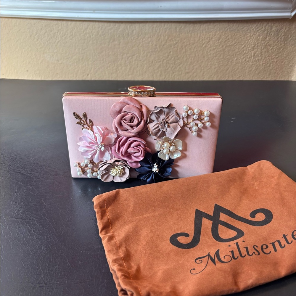 Elegant Pink Floral Wristlet with 3D Design
